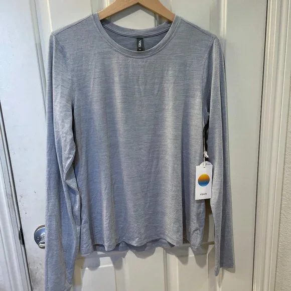 NEW Vuori Womens Long Sleeve Lux Crew Performance Tee NWT XL Platinum Heather - Picture 1 of 10